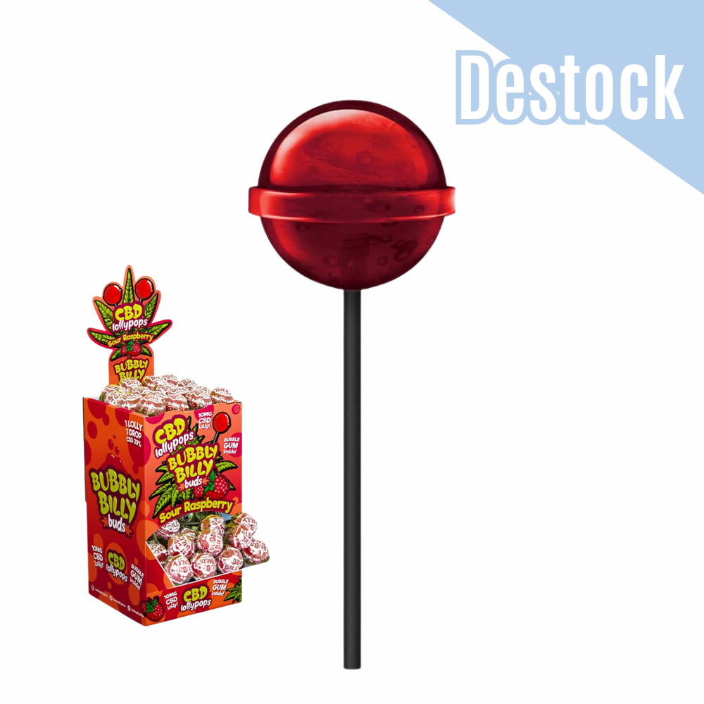 Bubbly Billy Buds Lollipops - SOUR RASPBERRY 10MG CBD