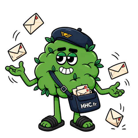 Bud facteur, la mascotte HHC.FR, avec sa sacoche de courrier